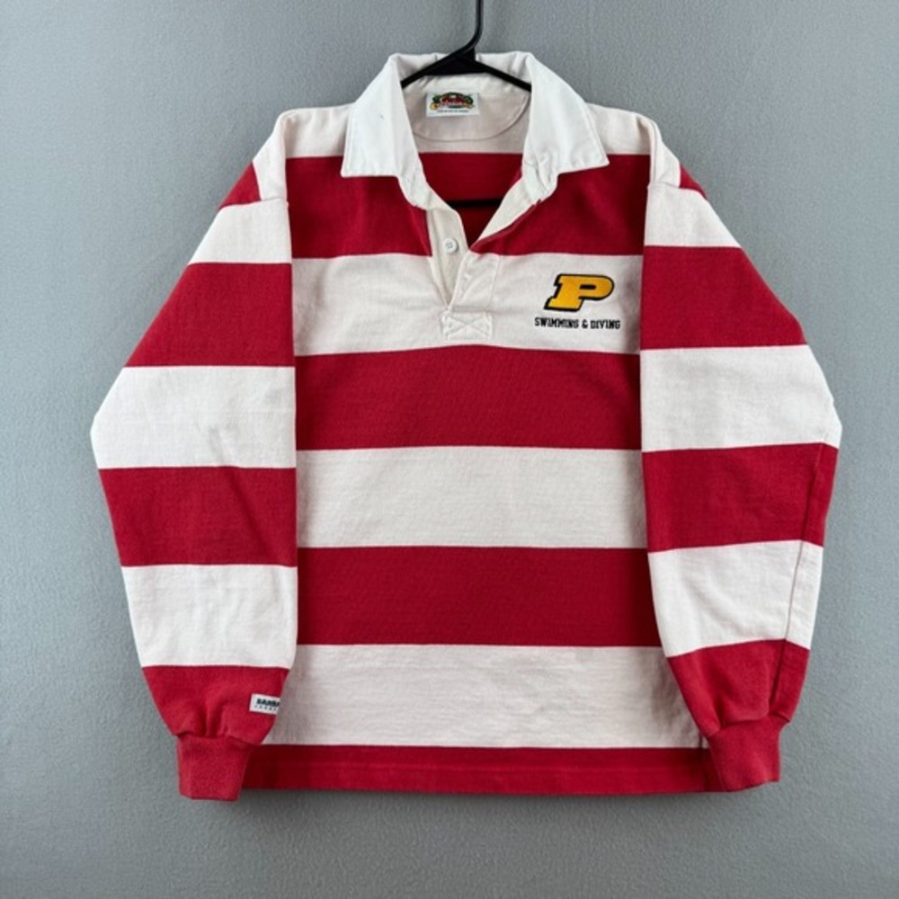 Purdue University Rugby Shirt Mens Medium Red Heavy Cotton Barbarian‎ College
